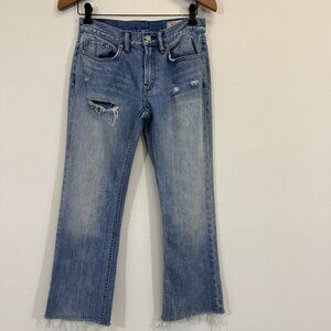 All Saints Women's Serene Straight Leg Jeans Size 26 Distressed Denim Raw Hem